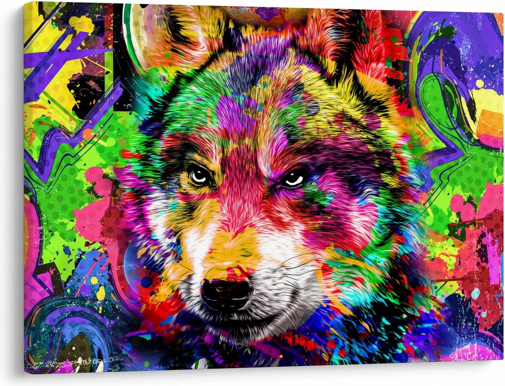 Kép - Farkas graffitivel (70x50 cm)