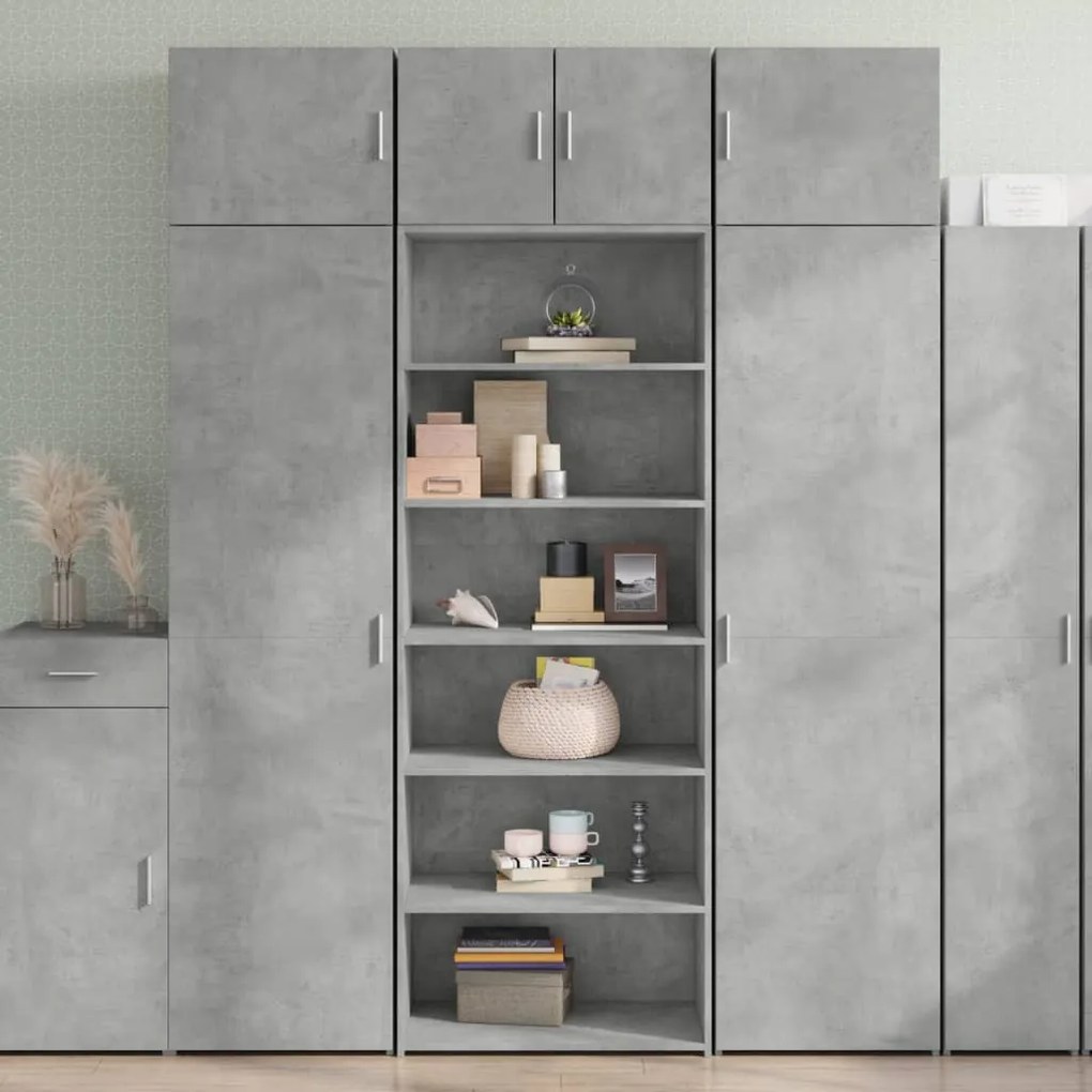 betonszürke szerelt fa magasszekrény 70 x 41 x 185 cm