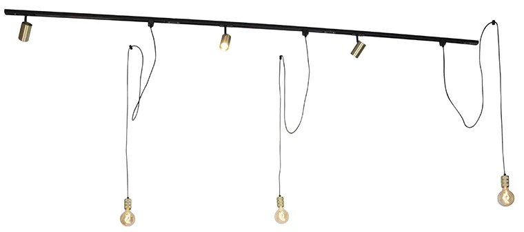1 fázisú sínrendszer 3 spotlámpával és 3 függőlámpa arany - Cavalux Jeana