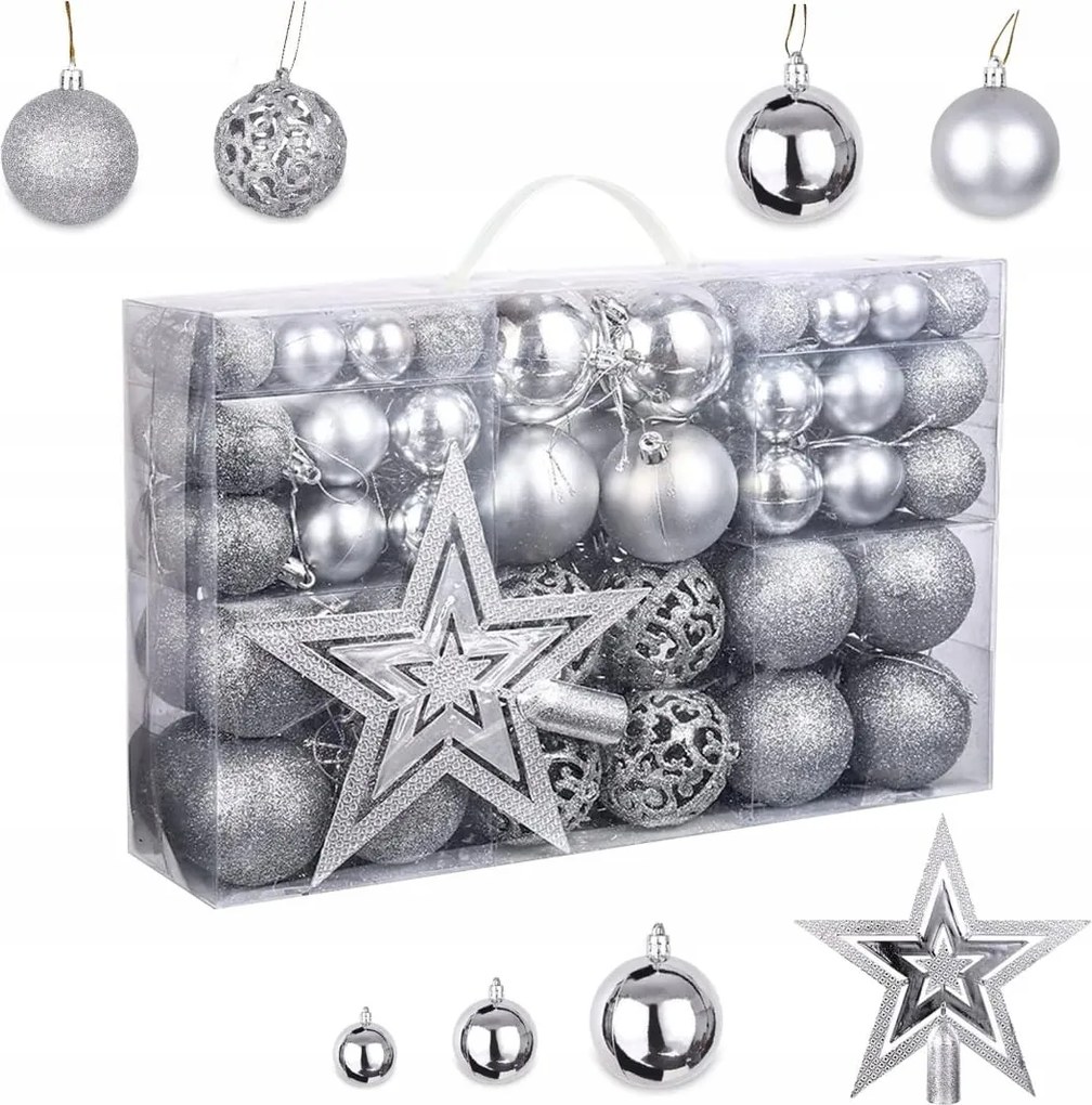 Karácsonyfadísz Ezüst Törhetetlen 101db Prémium XXL Csillag
