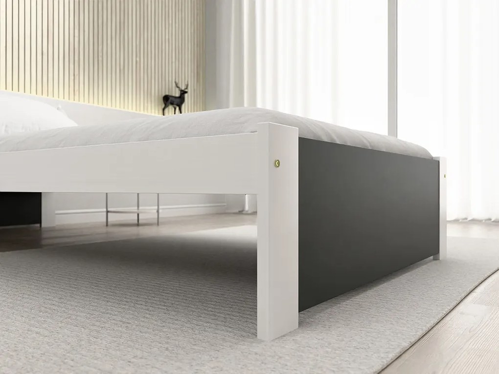IKAROS ágy 90 x 200 cm, antracit/fehér Ágyrács: Léces ágyrács, Matrac: Coco Maxi 20 cm matrac