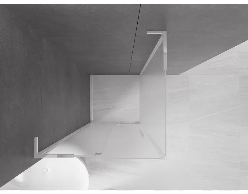Mexen Velar L, zuhanykabin tolóajtóval 120 x 120 cm, 8 mm-es mattüveg, króm, 871-120-120-33-01