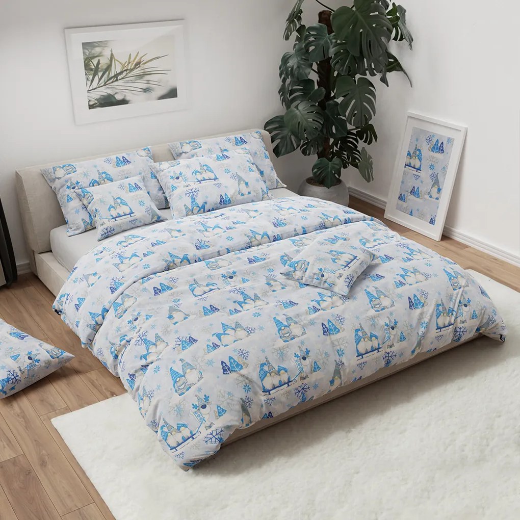 KARÁCSONYI MANÓ kék pamut ágyneműhuzat Ágyneműhuzat mérete: 70 x 90 cm | 140 x 200 cm