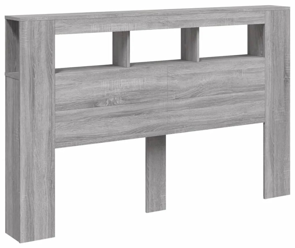szürke sonoma szerelt fa LED-es fejtámla 160x18,5x103,5 cm
