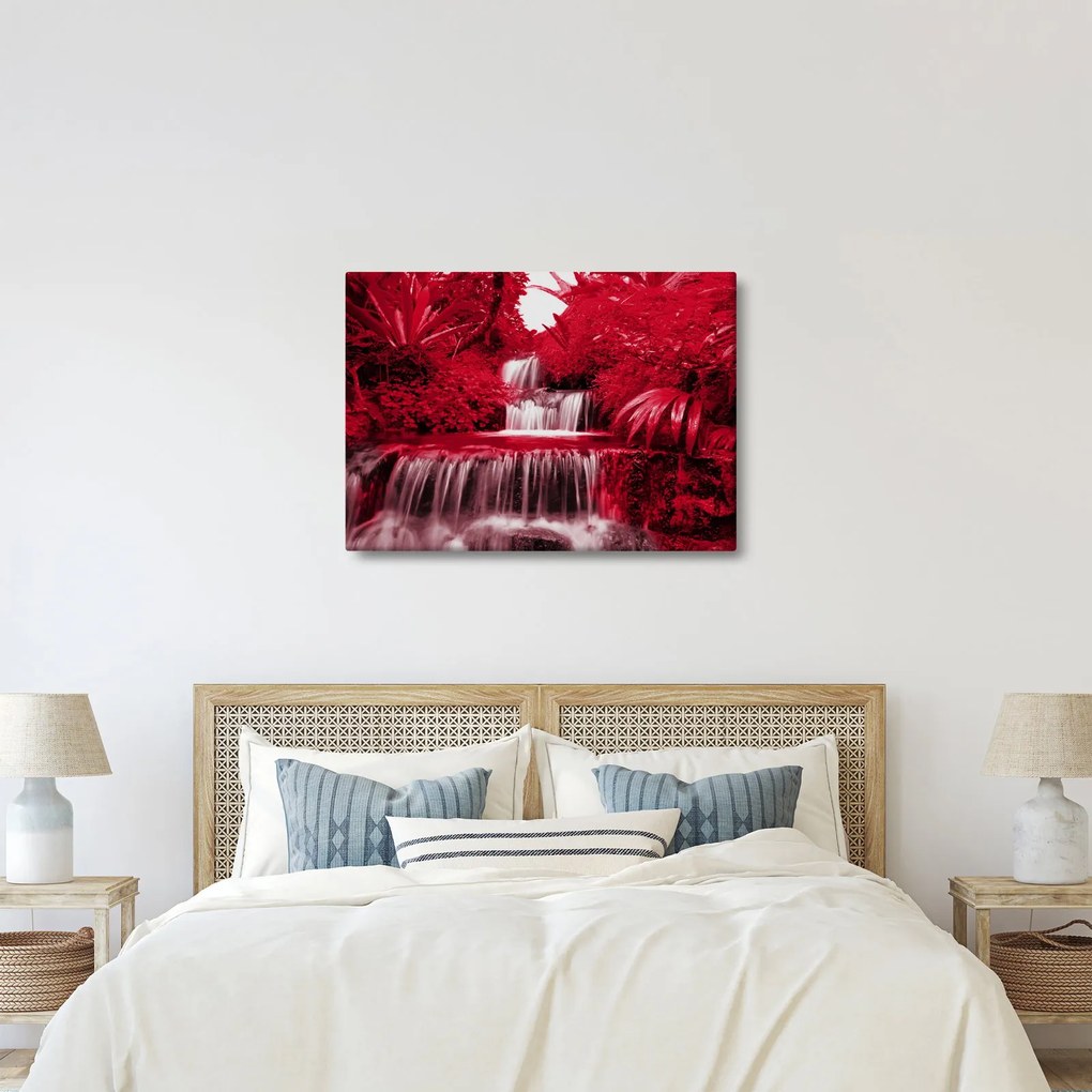 Kép - Indonéziai vízesések piros színben (70x50 cm)