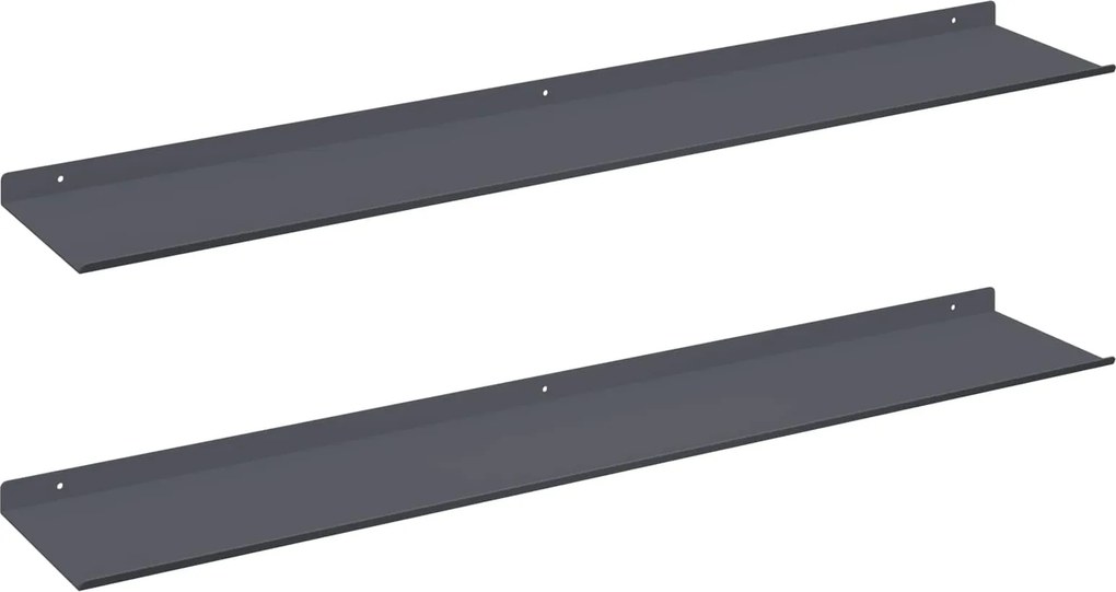vidaXL Lebegő polc 2 pcs Antracit 100 x 18 x 2,5 cm Acél