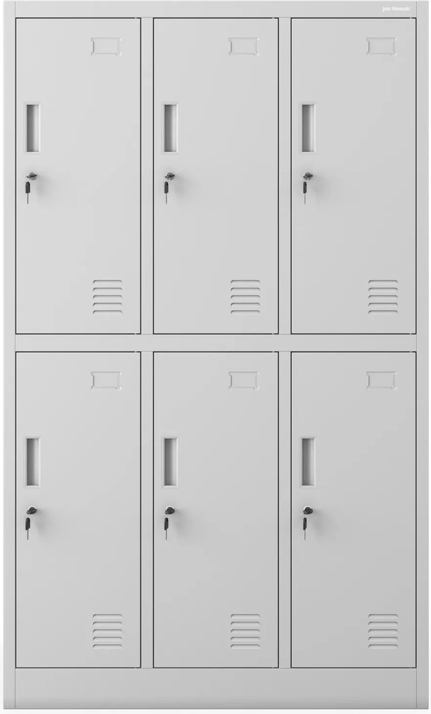 IGOREK iskolai BHP öltözőszekrény, 6 ajtós, 900 x 1500 x 450 mm, szürke