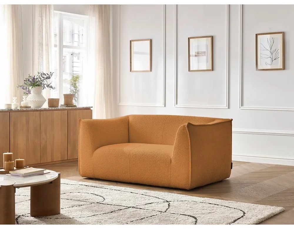 Mustársárga buklé kanapé 170 cm Giorgia – Bobochic Paris