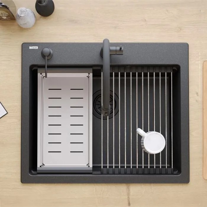 gránit mosogató KURT 110 WORKSTATION Black Dotted
