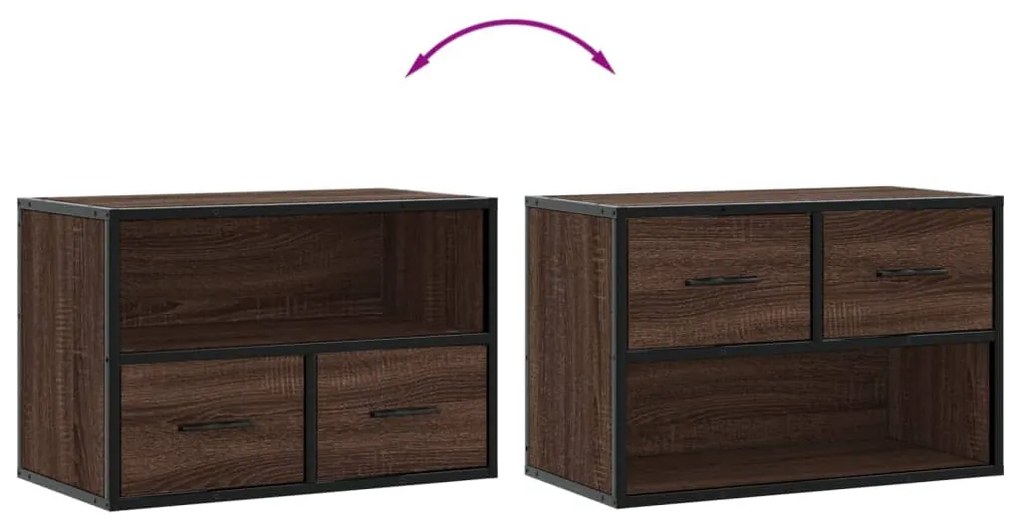 barna tölgy színű szerelt fa és fém TV-szekrény 60x31x39,5 cm