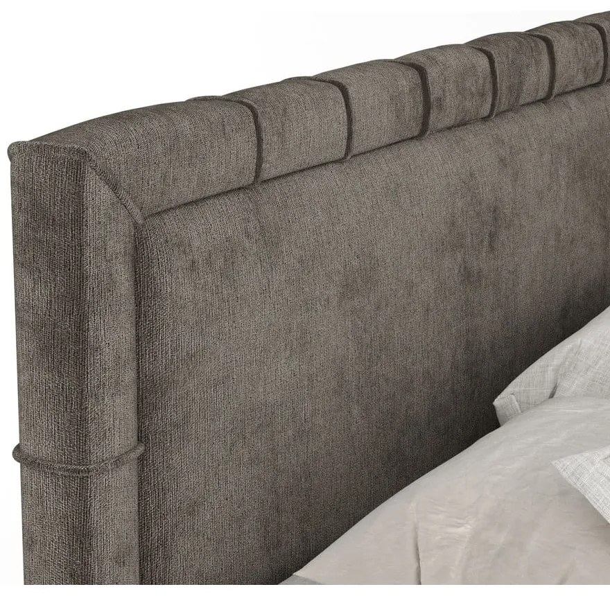 Sötétszürke ágyneműtartós boxspring ágy 160x200 cm Voyage – Maison de Rêve