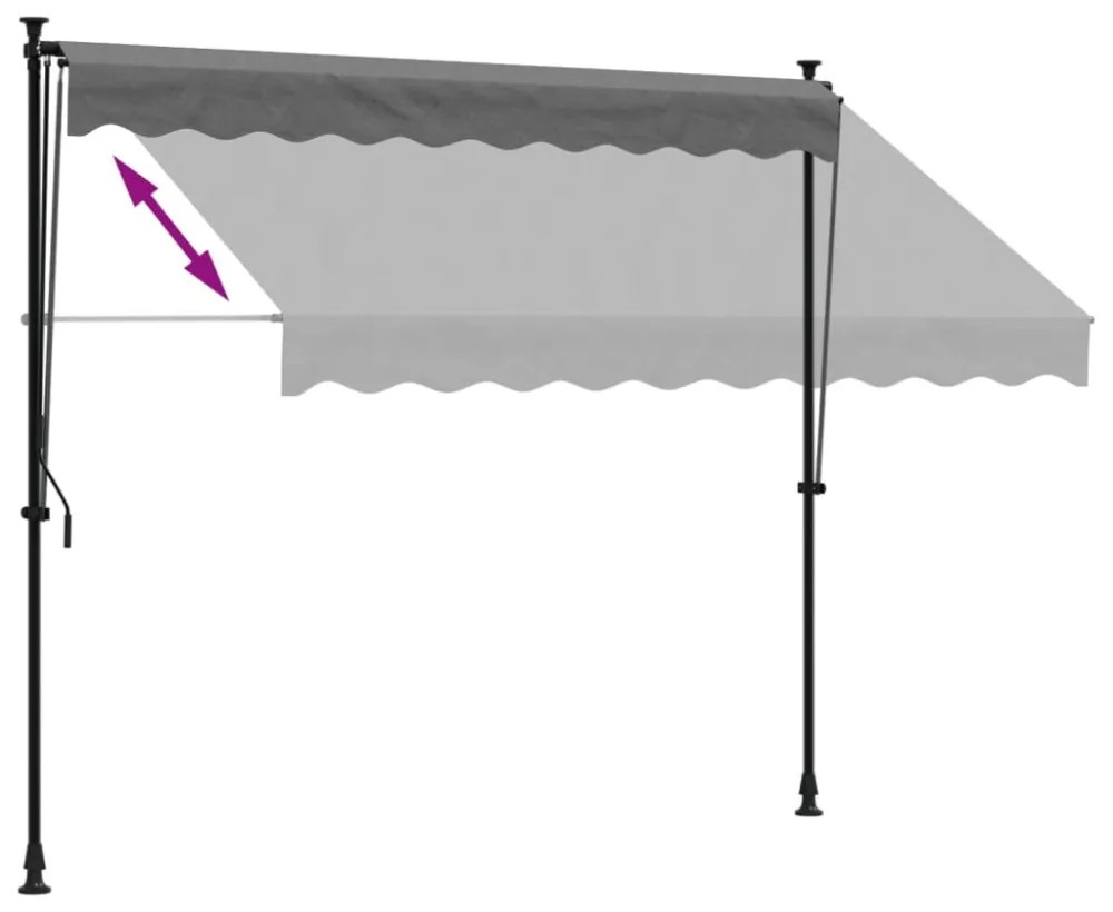 antracit szövet és acél feltekerhető napellenző 250 x 150 cm