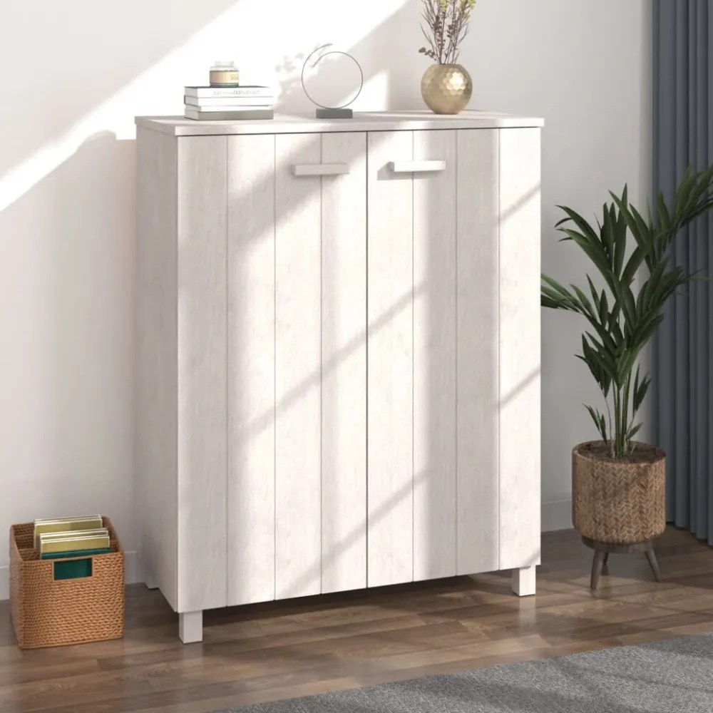 HAMAR fehér tömör fenyőfa cipőszekrény 85 x 40 x 108 cm