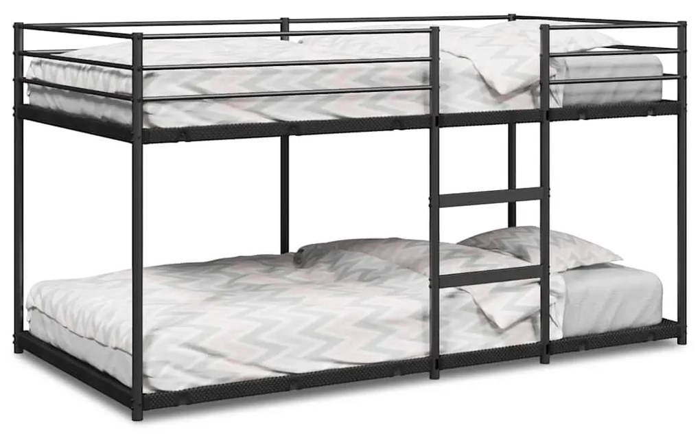 fekete acél emeletes ágy matrac nélkül 100 x 200 cm