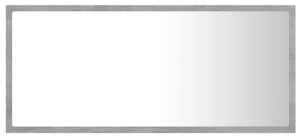 Betonszürke akril LED-es fürdőszobatükör 90x8,5x37 cm
