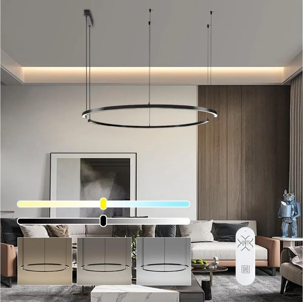 Immax NEO 07329L - LED dimmelhető, kábelre függeszthető csillár FINO 72W/230V 120 cm fekete Tuya+ távirányító