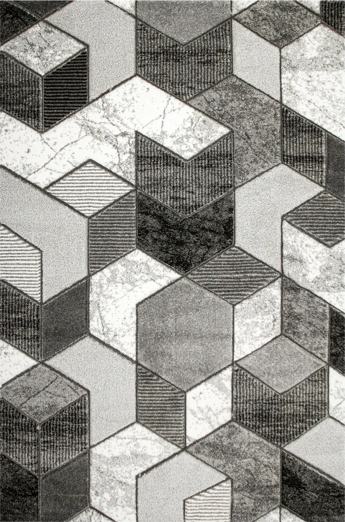 Nappali Szőnyeg Szürke Fehér Frizurás Puha Vastag Gyapjú Amelia 240x330 cm