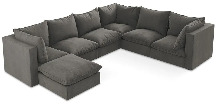 Sötétszürke sarokkanapé (jobb oldali-U alakú) Manao – Makamii