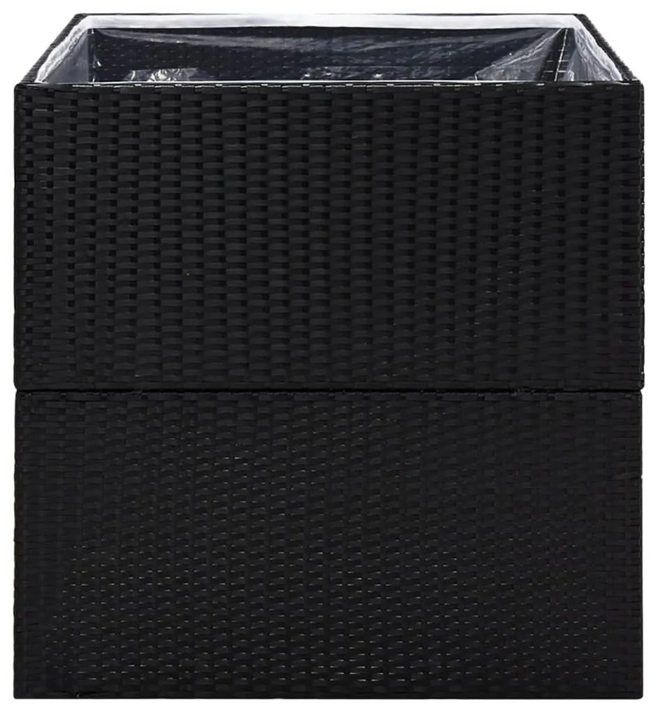 Fekete polyrattan kerti ültetőláda 80x80x80 cm
