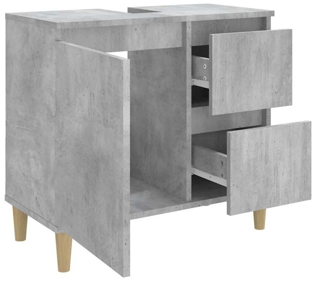 betonszürke szerelt fa fürdőszobaszekrény 65 x 33 x 60 cm