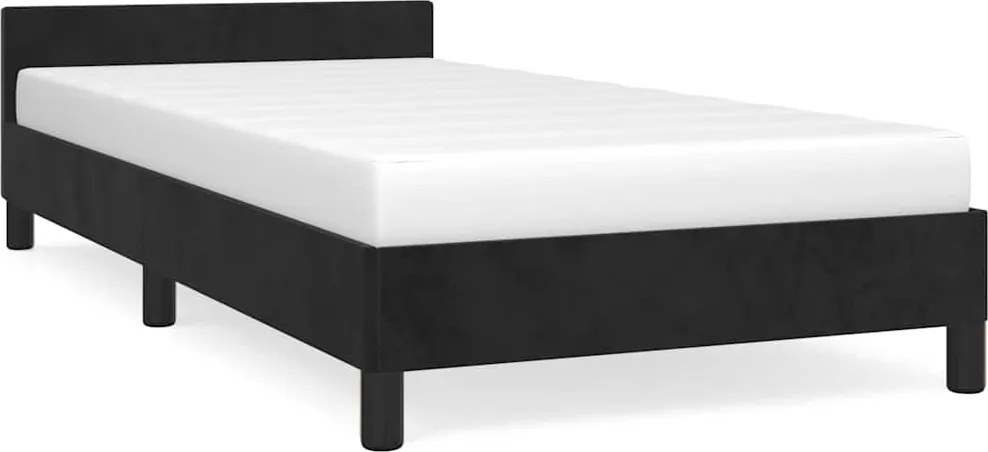 vidaXL fekete bársony ágykeret fejtámlával matrac nélkül 90x200 cm