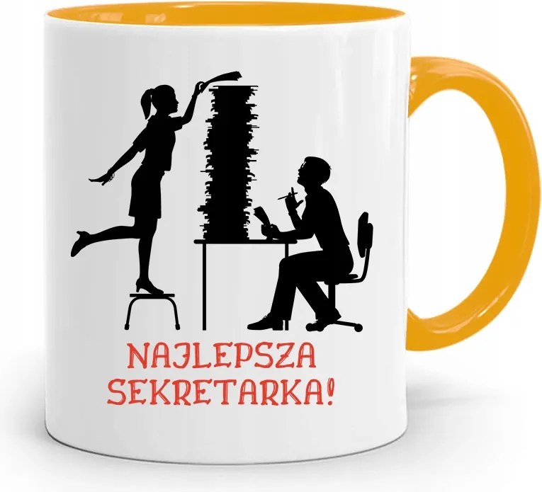 Sárga Bögre Ajándék Titkárnőnek Legjobb fényképes nyomattal