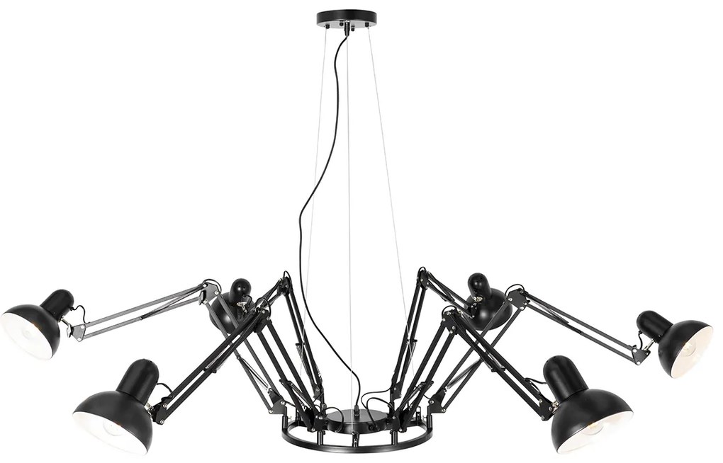 Ipari függőlámpa fekete 6 lámpás állítható - Hobby Spinne