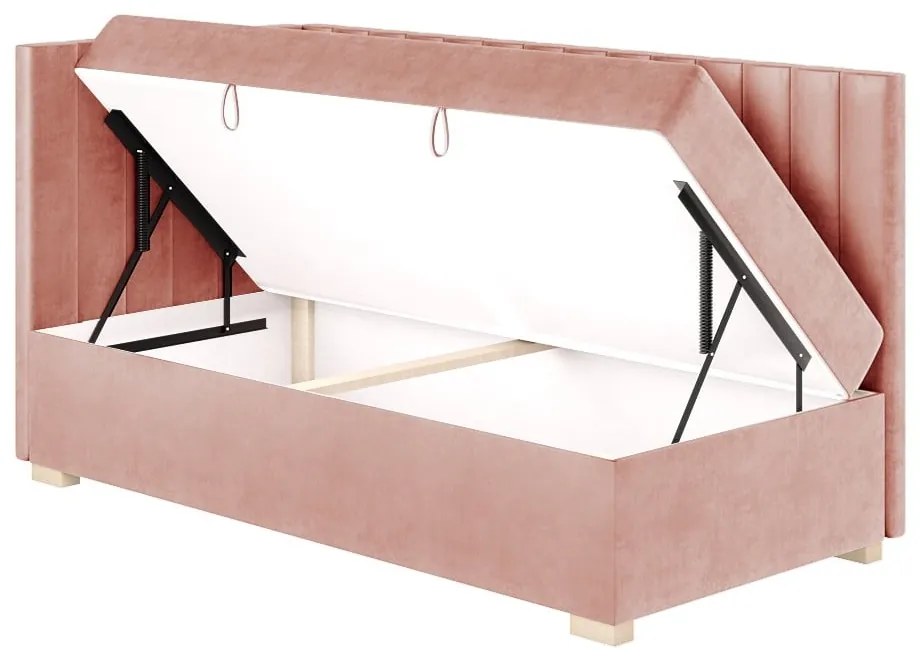 Rózsaszín sarok ágyneműtartós gyerekágy matraccal 90x200 cm Snugi – Ghado