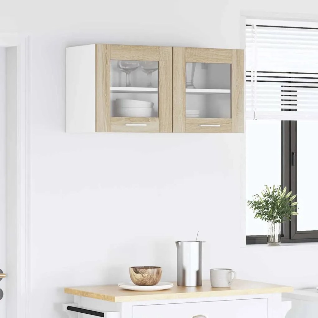 Függő szekrény Riga Sonoma tölgy és fehér 80 x 31 x 40 cm