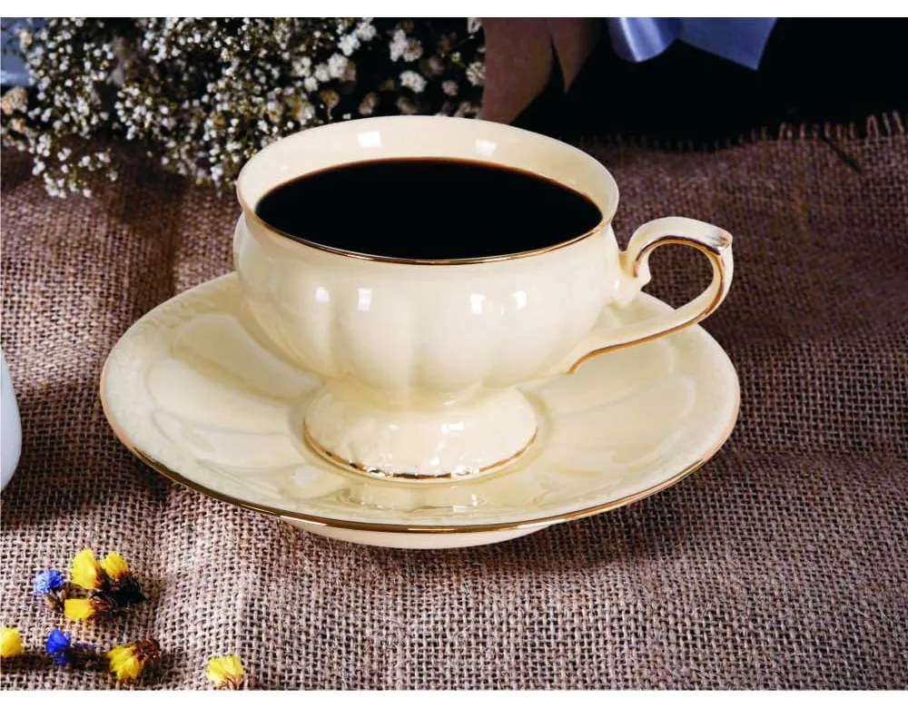 Két személyes porcelán csésze aljjal készlet díszdobozban Alba Elegant