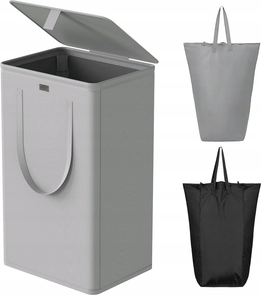 Wowlive szennyestartó kosár fedővel, 100 l nagy összecsukható szennyestartó kosár