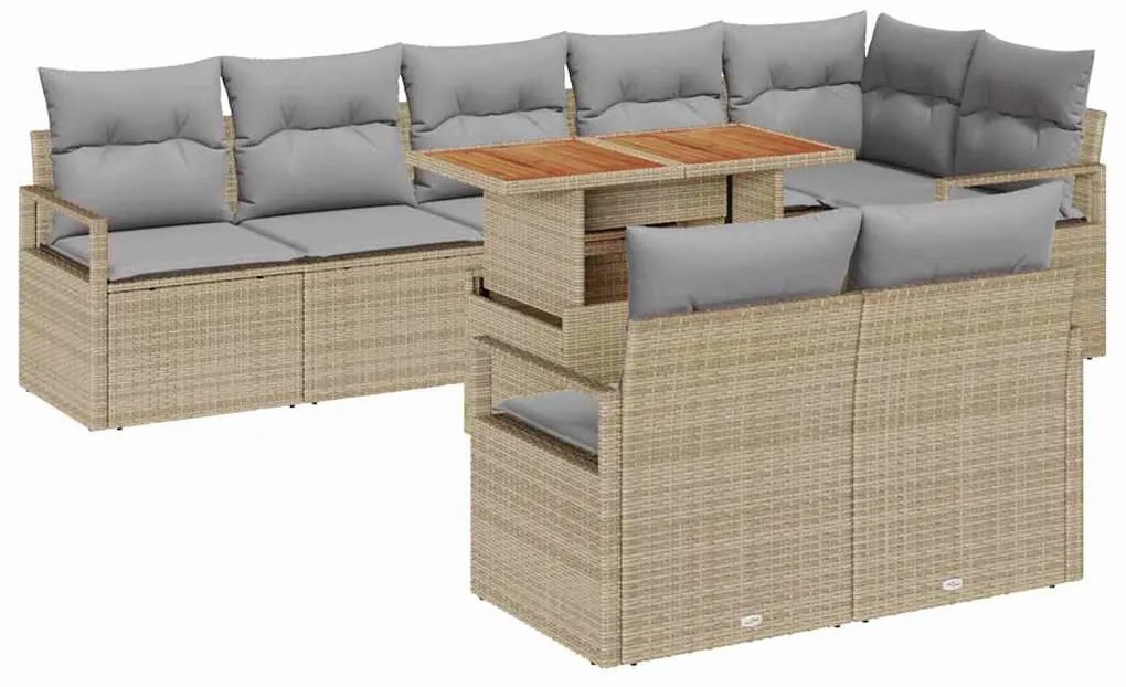 Kerti Kanapé Szett 9 pcs Barna és szürke 100 x 55 x 73 cm