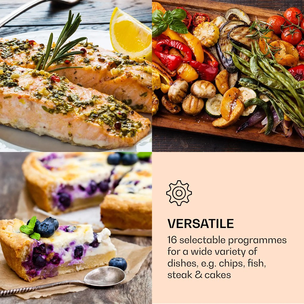 Klarstein AeroVital Cube Chef, forrólevegős fritőz, 1700 W, 14 l, 16 program, felső és alsó fűtés