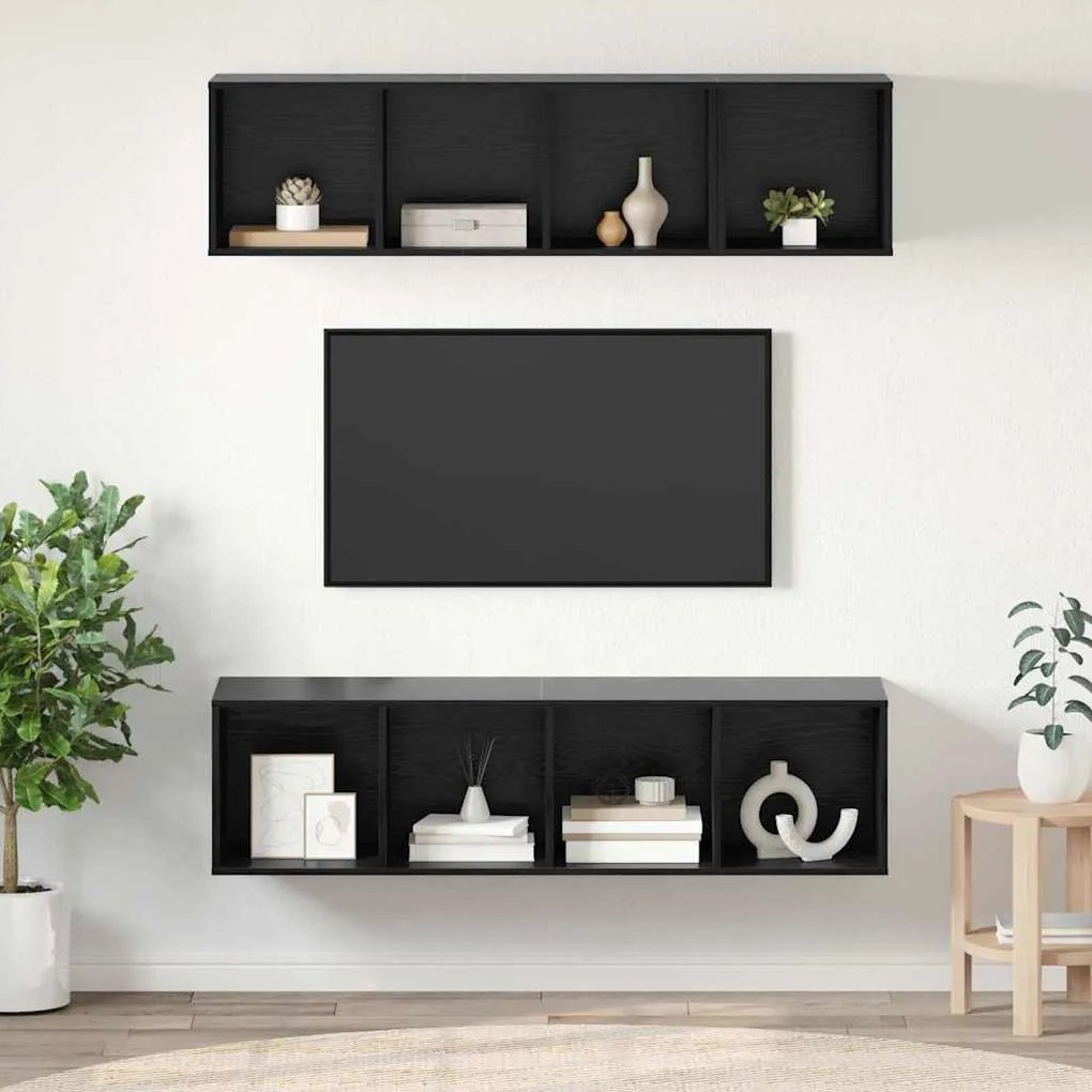 TV Szekrény Szett 3 pcs Musta tammi Faanyag