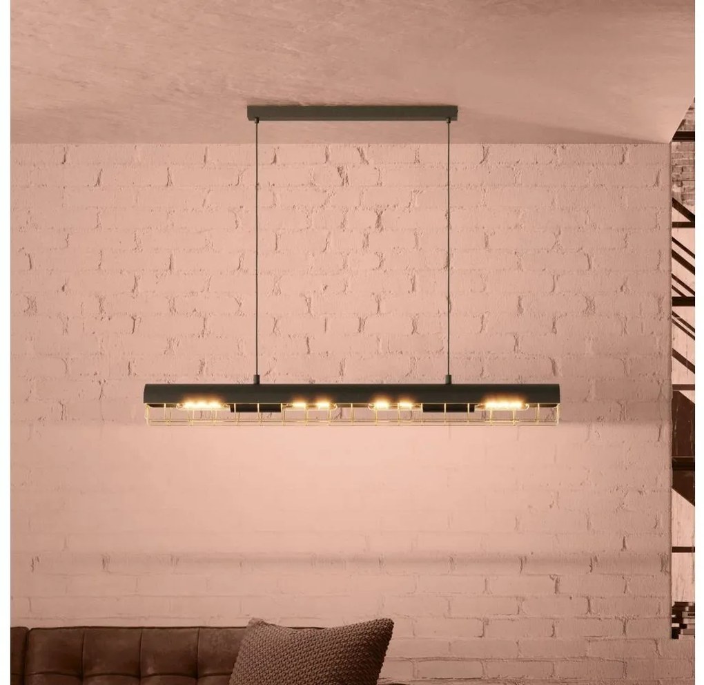 Eglo 390059 - Csillár zsinóron ALFONSINE 4xE27/40W/230V fekete/arany