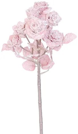 Rózsa műgally csillámporral rózsaszín, 39 cm