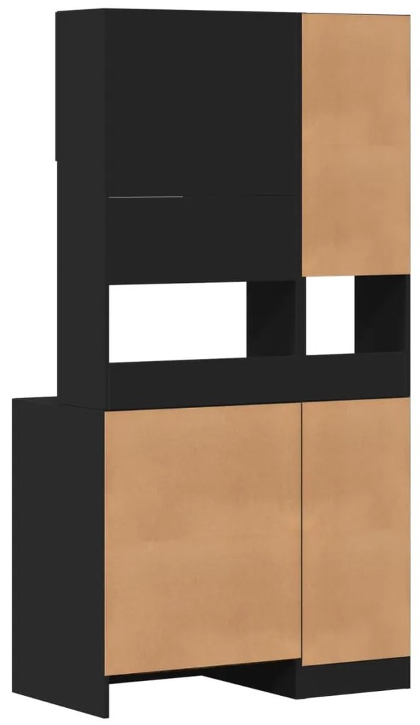 fekete szerelt fa konyhaszekrény 95 x 50 x 180 cm