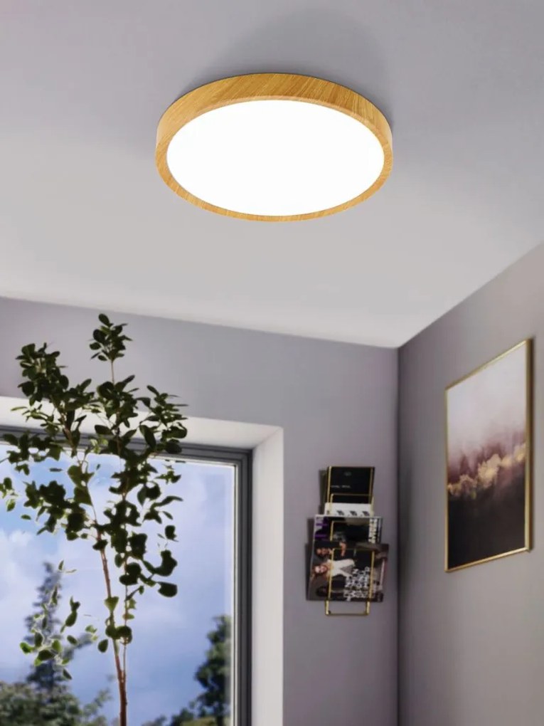EGLO 98602 MUSUTIRA Ufo Lámpa Fehér, Világos Fa LED IP20