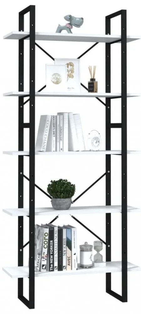 5 szintes fehér szerelt fa könyvszekrény 80 x 30 x 175 cm
