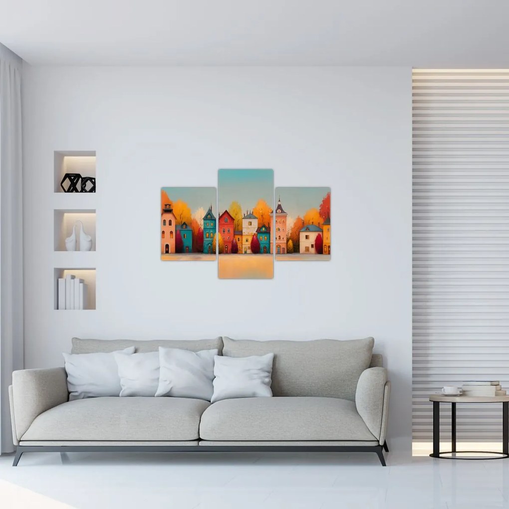 Kép - Őszi falu (90x60 cm)