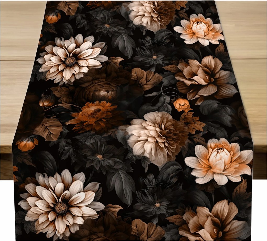 Virágmintás Futópad 40x160 Dekoratív Futópad Virágok Barna 10870