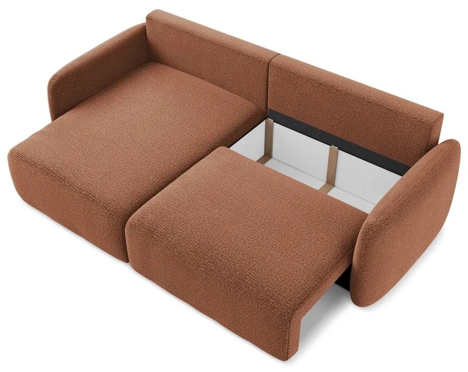 Téglavörös kinyitható-tárolóhelyes sarokkanapé (bal oldali) Kalena – Makamii