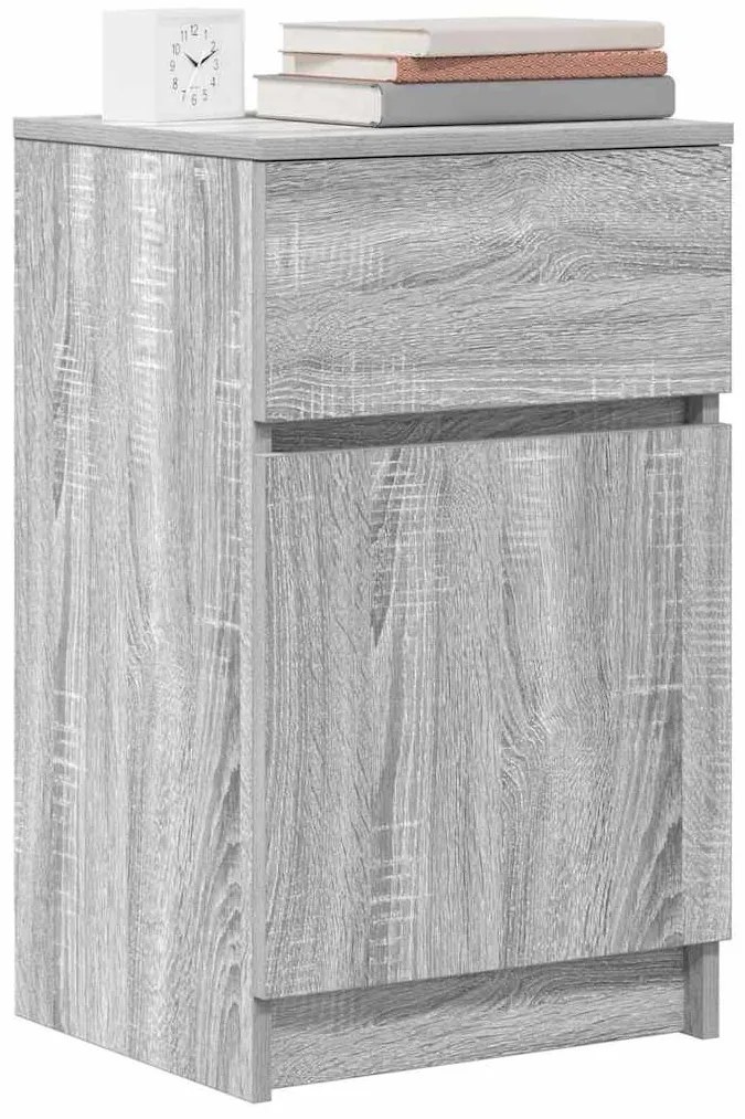 2 db szürke sonoma színű fa éjjeliszekrény 39x35x65 cm