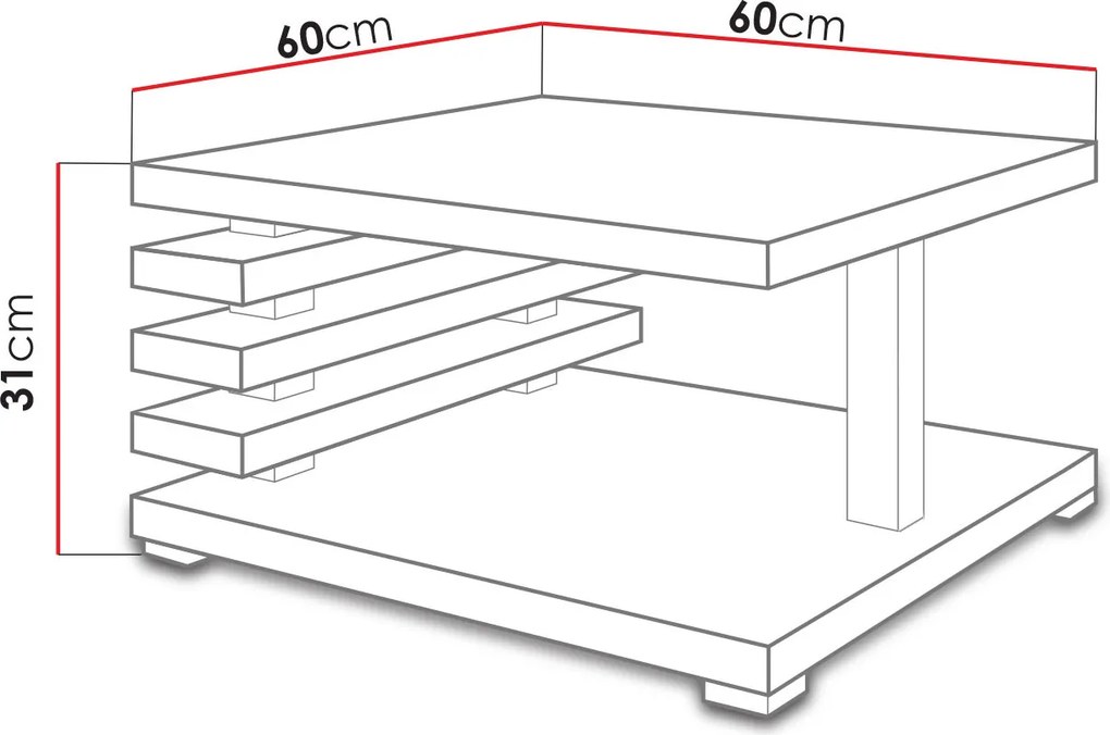 Modern dohányzóasztal STORO - fehér