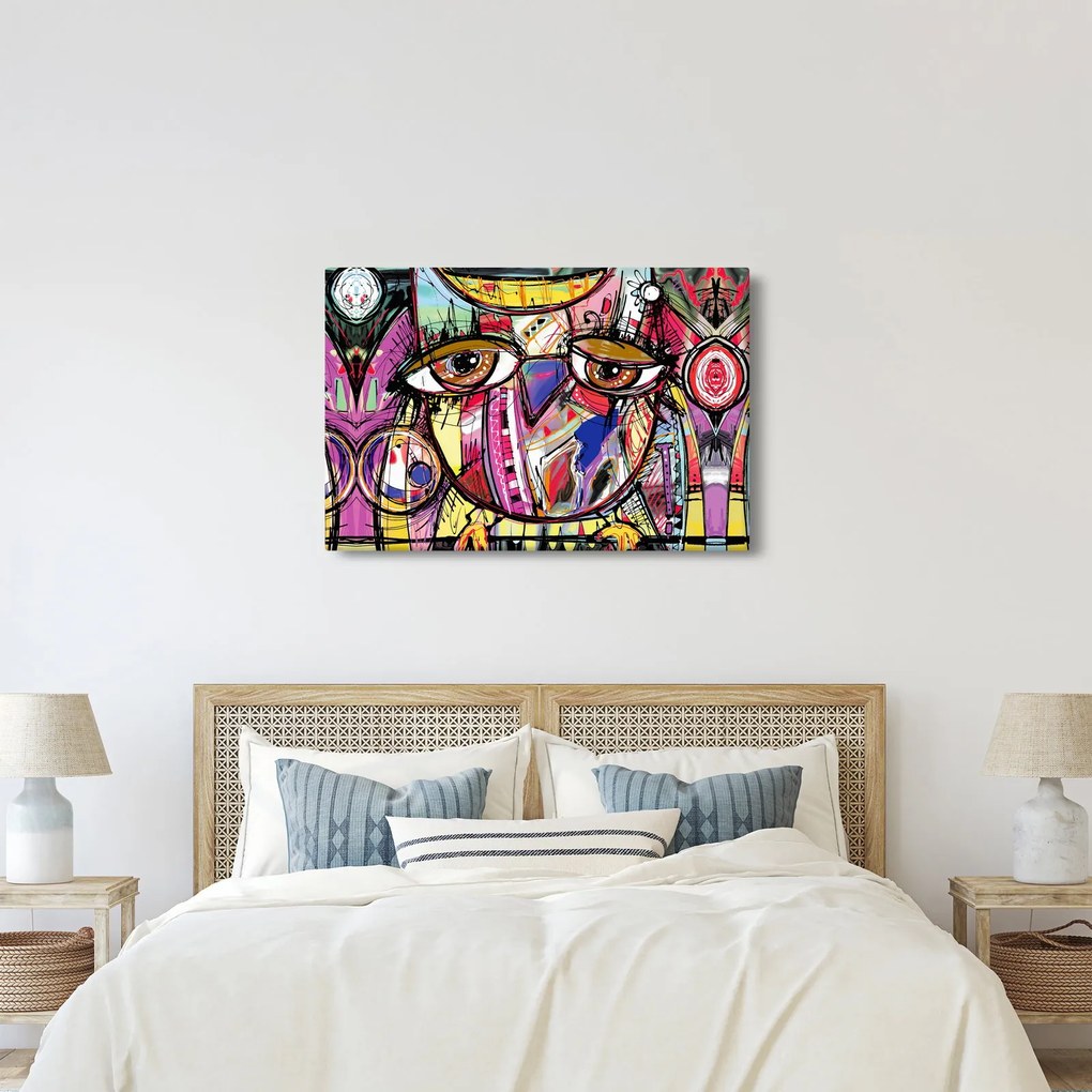 Kép - utca, művészet - bagoly (90x60 cm)