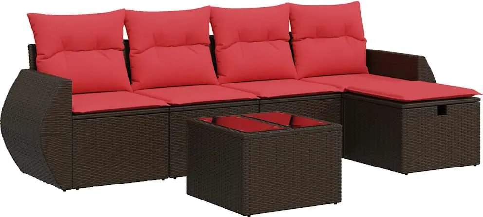 vidaXL 6 részes barna polyrattan kerti ülőgarnitúra párnával