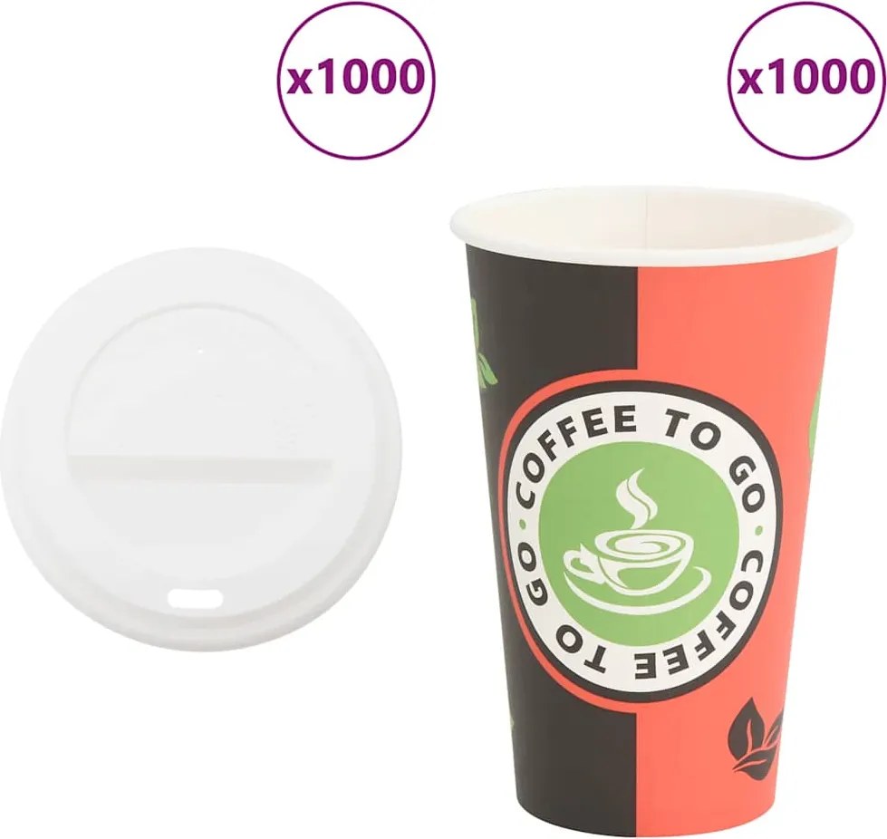 vidaXL 1000 db papír kávéscsészék fedővel 16oz 400ml