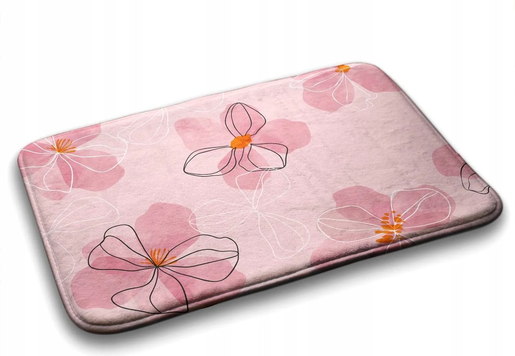 Puha szőnyeg Modern mintás Virágok Rózsaszín 75x45
