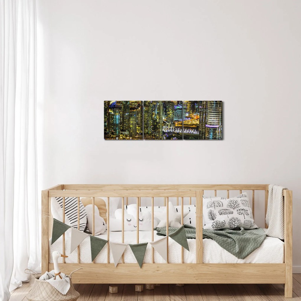 Éjszakai város képe (órával) (90x30 cm)