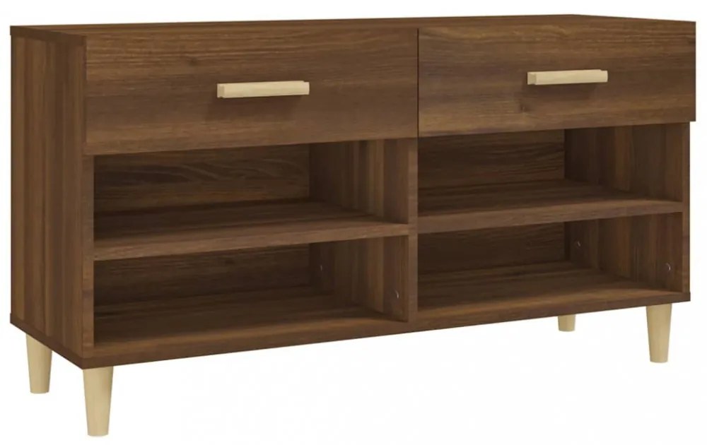 barna tölgyszínű szerelt fa cipősszekrény 102 x 35 x 55 cm